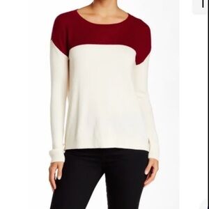 Joie Camilla Wool Blend Ivory/Maroon Color
Block Pullover Sweater Size Small